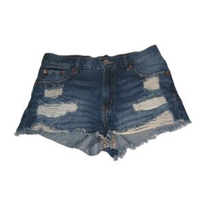 Aeropostale Vintage High Rise Shorty Jean Shorts Distressed Ripped Womens 2 Reg